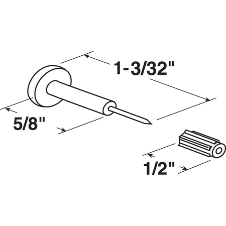 Prime-Line 1-1/8 in. Steel Pin with Plastic Bushing, Window Grid Retainer 12 Pack L 5775-12